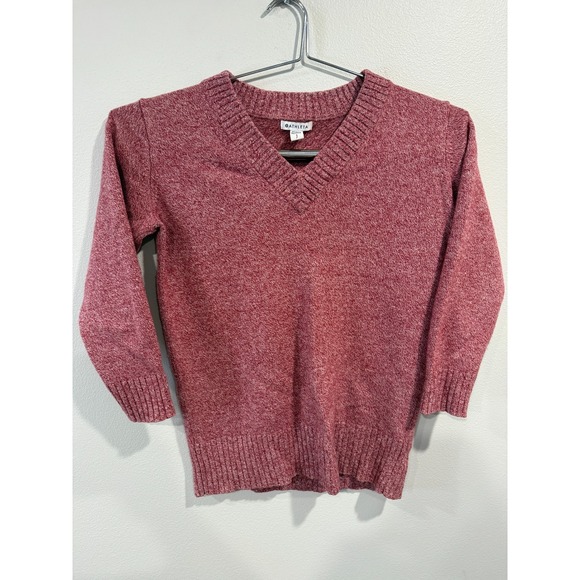 Athleta Sweaters - Athleta Vital Tunic Sweater Womens Small Red Marled Knit Classic V-Neck Pullover